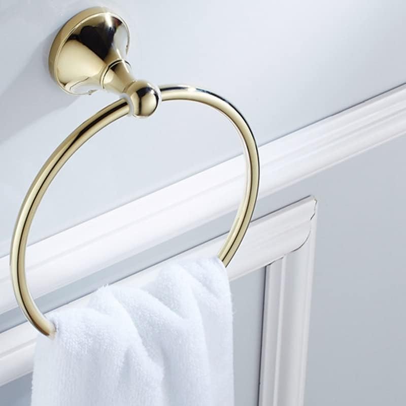 LSLYTQ Gold Brass Bathroom Towel Ring, Bathroom Hardware Pendant Round Towel Ring