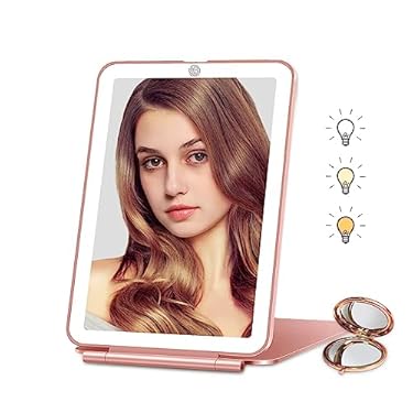 AMAZON - YUVIKE Makeup Mirror with Language Control,Travel Mirror with Light, Makeup Mirror with Voice Control,Travel Mirror, Rechargeable Travel Vanity Mirror,Travel Essentials for Women