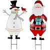 Hausse 2 Pack Christmas Garden Metal Stakes, 31.5 Inch Decorative Snowman and Santa Claus, Xmas Yard Signs for Outdoor Decorations, Holiday New Year Home Decor for Lawn Pathway Patio