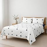 Etrexonline Juego de Sábanas 3 Piezas Cama 90 cm - Microfibra Ultra Suave Incluye 1 Bajera Ajustable 90x200+30 cm, 1 Encimera 160x270 cm, y 1 Fundas de Almohada 50x90 cm - Color Estrella Nueva