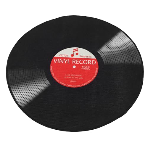ELAYARD Tapis Rond Vinyle Motif Disque Vinyle Tapis Décoratif Vintage pour Salon Chambre et Studio de Musique Facile Entretien et Antidérapant
