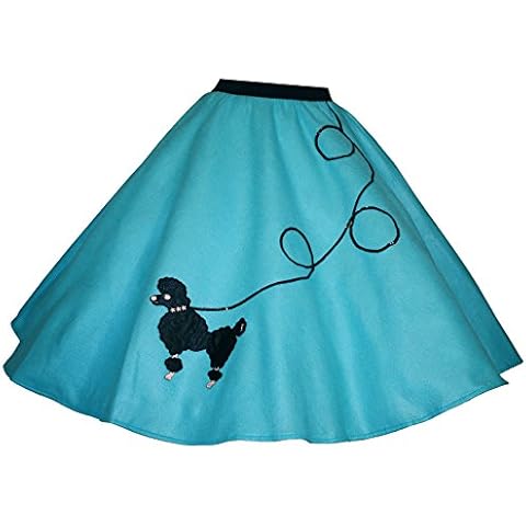 3 BIG NOTES - Adult Felt Poodle Skirt Size Large/XL (35"- 42") Aqua Blue Cover