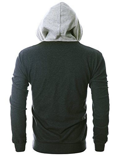 Ohoo Mens Color-Block Hooded Sweatshirt with Kangaroo Pocket Slim Fit Lightweight Pullover3