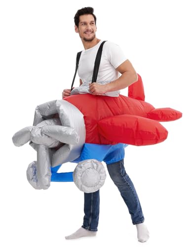 HSCTEK Inflatable Airplane Costume Adult Blow up Halloween Cosplay Men Women Red