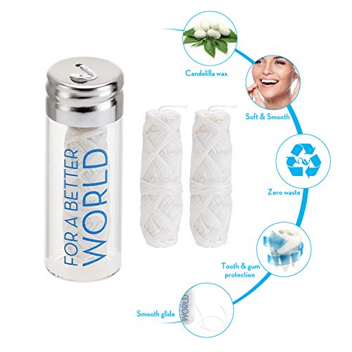 GOGRS Dental Floss Three Natural Silk Spools Total 99yds/90m 100% Biodegradable with Refillable Glass Holder Eco-Friendly Zero Waste Oral Care - Thumbnail 4