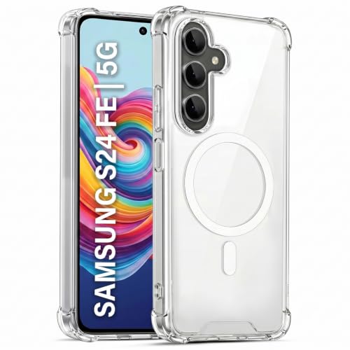 Image of TRUEUPGRADE Back Cover for Samsung Galaxy S24 FE 5G Non Mag-Safe Transparent PC + TPU Bumper Case with Magnetic Print Shockproof Protection (Transparent Mag-Safe)