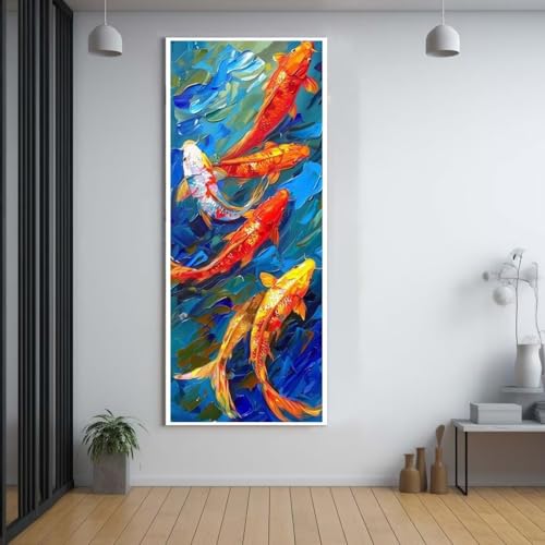 Diamond painting la carpe koi 60x150cm pour combler les grands espaces muraux vides