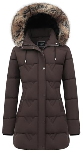 TYBBNY Women's Winter Coat Waterproof Long Insulated Parka with Detachable Hood - Fleece Lined, Windproof, Multiple Pockets Winter Jacket for Cold Weather & Outdoor Activities