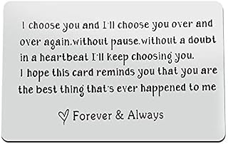 Engraved Wallet Insert Card for Men Anniversary Card Gifts for Husband Boyfriend I Choose You Wallet Cards Valentines Gifts for Men Him Birthday Gifts Wedding Day Gift for Groom Fiance Fathers Day