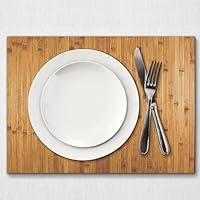 Comart - Tovaglietta Americana Bamboo Edge - Set 4 Tovagliette 30x45 cm - Lavabili - Resistenti al Calore - per Colazione, Pranzo - Eleganti Sottopiatti - Eco friendly in Bamb&ugrave; - Colore Naturale