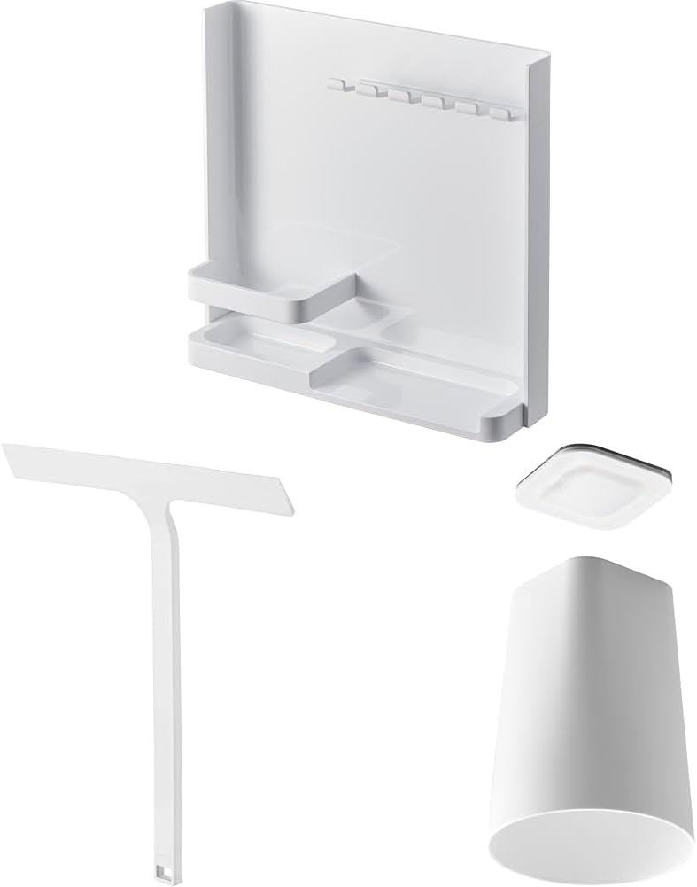 【セット買い】山崎実業(Yamazaki) 目隠し 歯ブラシ ＆ チューブスタンド ホワイト 約W22.2&times;D6&times;H21.2cm タ