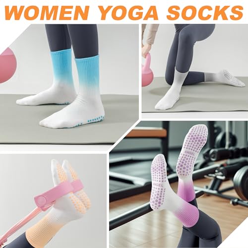 Image of Grip Socks Pilates for Women- Cute Pilates Socks- Tie Dye Non Slip Grippy Sock Woman for Yoga Barre Dance