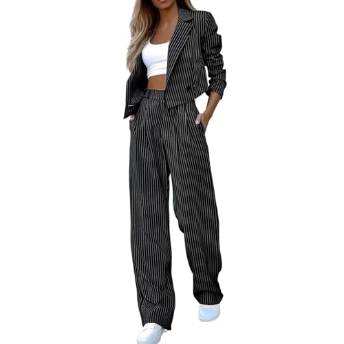 Richymfa Tailleur Femme d'Été Élégant de Cérémonie Tailleur avec Pantalon pour Femme Ouvert Devant Formel Ensemble Manches Longues Ensemble de Pantalon...
