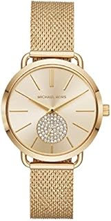 Michael Kors Damenuhr Portia, Zweizeiger Uhrwerk, 36mm Gold Edelstahlgehäuse mit Edelstahlarmband, MK3844