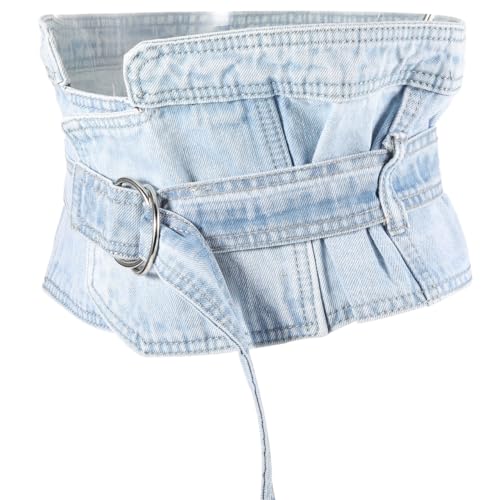 Denim Corset Belt, Women's Denim Peplum Waist, Waist Belt for for under Dress Bustiers Corsets Corset Top Dress Women Female Dress Accessory Denim Corset Waist Cincher Corset (Blue, 38.5