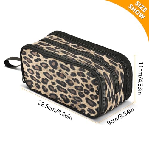 Image of Caikeny Pencil Case Leopard Skin Pen Bag Black Gold Glitter Large Capacity Pencil Box Pen Pouch with Zipper Cosmetic Organizer for Kids Teens Adults