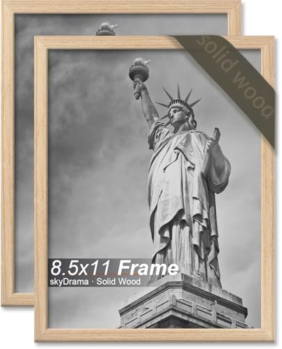 skyDrama Solid Wood 8.5x11 Picture Frame with Natural Wood Grain 2 Packs