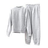 [TopIsm] ルームウェア 上下セット スウェット メンズ セットアップ 裏起毛 部屋着 寝巻き パジャマ 無地 クルーネック 13-オートミール 3L