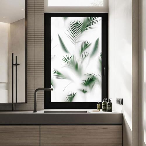 Vinilo decorativo para ventana con hojas verdes foscas 42x140cm miniatura 3