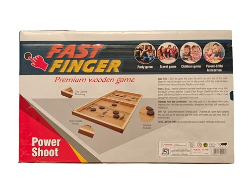 Image of Fast Finger Premium Wooden Power Shoot Board Game, 2-Player Family Game, Double-Sided