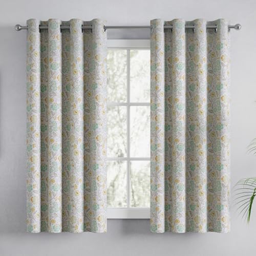 Image of haus & kinder Digital Printed Cotton Window Curtains 5 Feet Long Pack of 2 Window Curtains, 5 Feet Curtains for Window (Rosaline, Multi 130x152 CM)