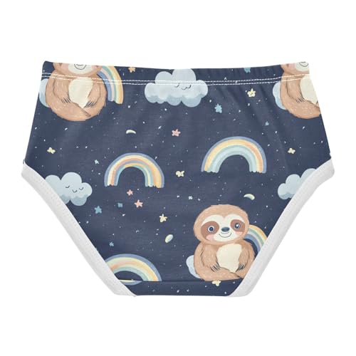 Wusikd Cute Sloth Girls' Underwear Cotton Rainbow Stars Girls Briefs Soft Toddler Underwear 2T2