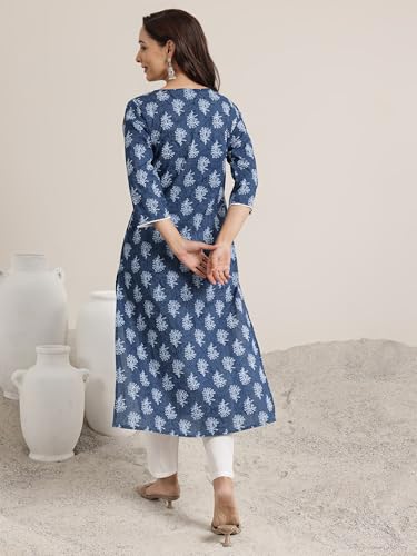 Image of Libas Printed Cotton Straight Kurta for Women Suit