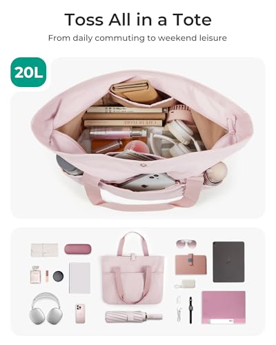 Image of BAGSMART Tote Bag for Women, Foldable Tote Bag With Zipper Travel Shoulder Bag Handbag for Work