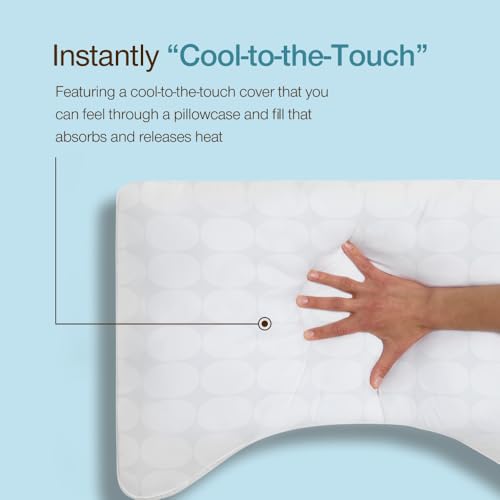 Image of Coop Home Goods Essence Cooling Crescent Down Alternative Pillow Set of 2, Queen Size Adjustable Cooling Pillow for Back & Side Sleepers, Cool-Touch Luxury Hotel Pillow, Oeko-TEX Certified