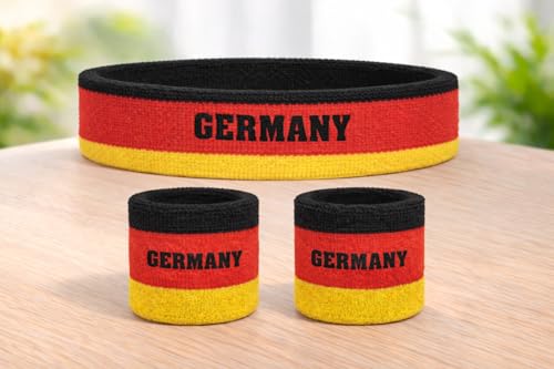 Image of Suddora Country Headband & Wristbands Set (Includes 2 Wrist & 1 Head Sweatband), Highly Moisture Wicking