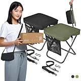 Northdeer【2025Newモデル】折りたたみ椅子 コンパクト 超軽量 アルミ合金 ショルダーとカラビナ付き 持ち運び 便利 アウトドアチェア 収納袋一体型 携帯チェア キャンプ 椅子 【意匠権取得】 日本語取扱説明書付き 旅行 ハイキング お釣り 試合観戦 2点入り