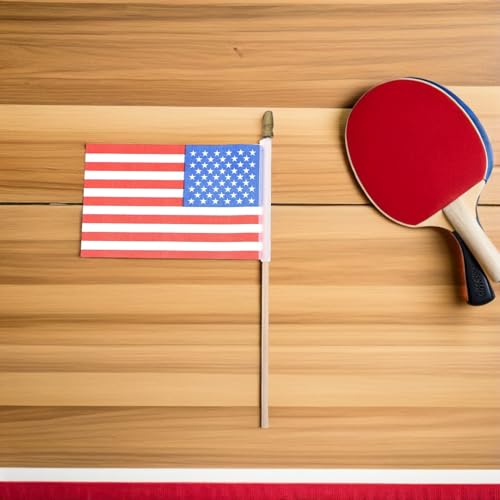 Banderas patrióticas de mano en pack de 12 piezas de madera para decoración de eventos y desfiles 5