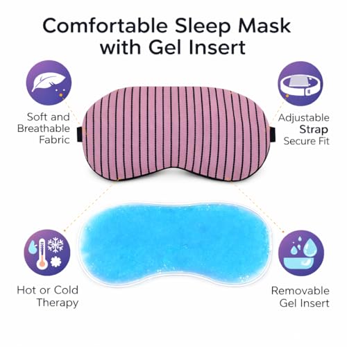 Image of Jenna Gel Sleeping Eye Shade Mask Cover For Insomnia, Meditation, Puffy Eyes And Dark Circles (Mltiline Pink Gel)