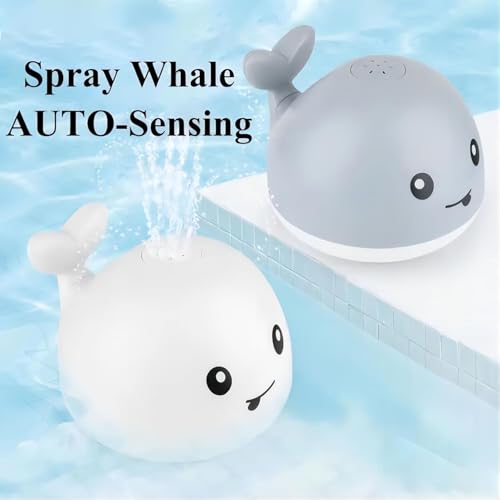 Image of Happy Hues Whale Bath Toys for Babies &Toddlers- Mold-Free Wall Mount Waterfall Bath Toys