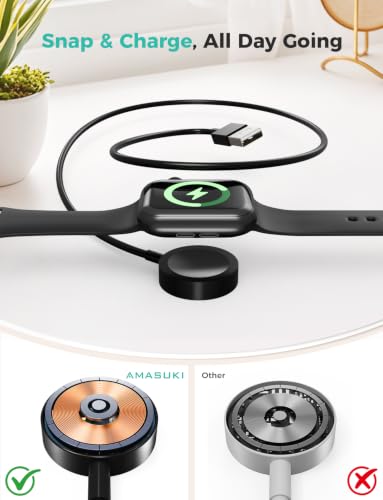 Image of 2026 Upgraded for Apple Watch Charger USB Magnetic Fast Charging Cable Portable Wireless Charging Accessories Compatible with iWatch Series 11 /10 /9 /8 /7 /6 /5 /4 /3 /2 Ultra 3 /2 /SE-Black