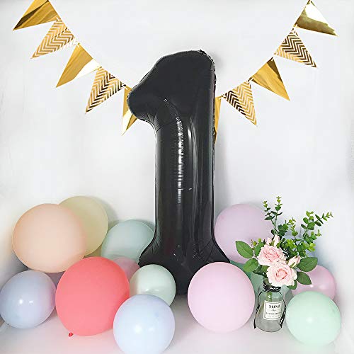 Image of TONIFUL 40 Inch Black Number 7 Balloons Large Foil 7th Birthday Decorations | Black 7 Balloon Number Seven for 7th 27th 37th 70th Birthday 7 Year Anniversary, Gold Birthday Decor for Men Women Boys Girls