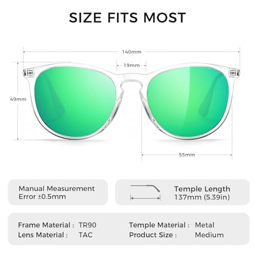 Image of SUNGAIT Vintage Round Sunglasses for Women Classic Retro Designer Style