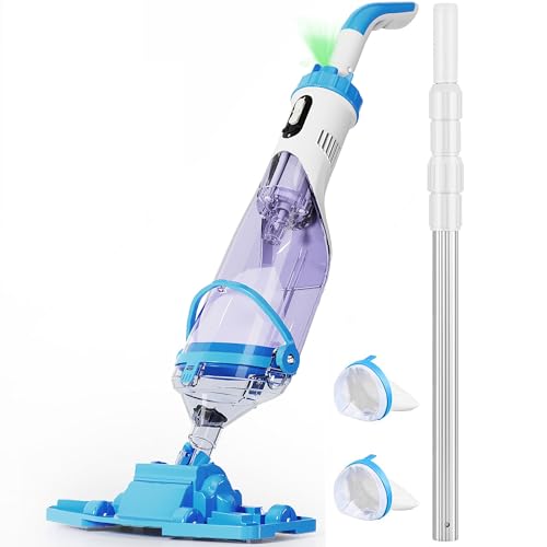 Pool Vacuum for Above Ground Pool, Cordless Handheld Pool Vacuum for Inground Pools, Rechargeable Pool Cleaner with Powerful Suction up to 18GPM, Longer 60 Min Runtime, Ideal for Leaves, Debris