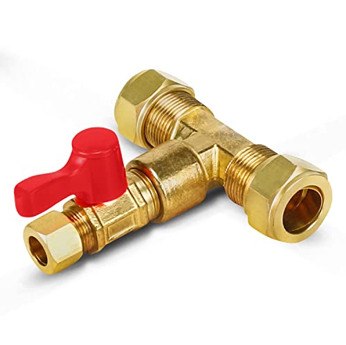 Image of Midline Valve EXW38-OM Dishwasher Shut Off Valve; 5 /8 in. Comp x 1 /2 in. SWT x 3 /8 in. Comp; Cast Brass