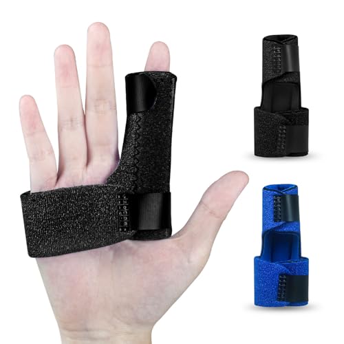 Trigger Finger Splint, Thumb Support Brace Stabilizer, Thumb Spica Splint, Mallet Finger Brace for Index, Middle, Ring Finger, Right Hand, Black