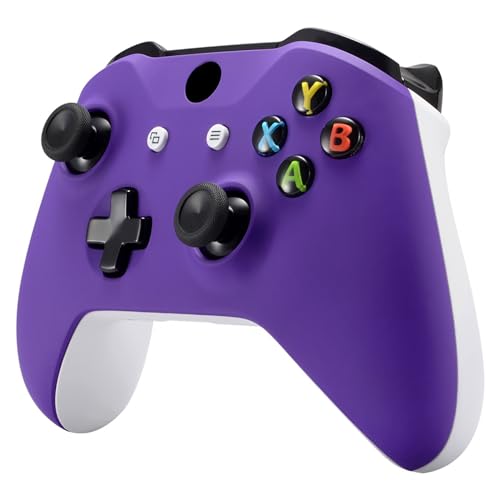 Image of eXtremeRate Soft Touch Purple Faceplate Cover, Front Housing Shell,Soft Grip Back Panels for Xbox One X & One S Controller Model 1708