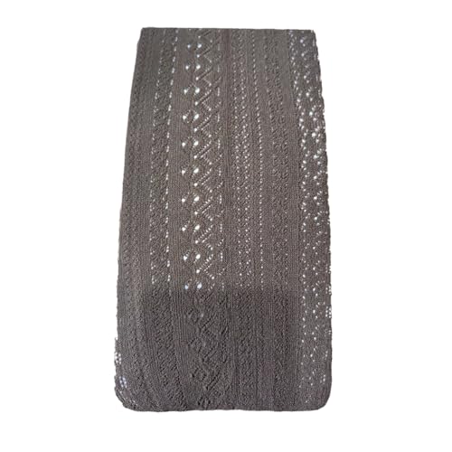 budiniao Medias de algodón tejidas, hermosas medias de encaje para mujer, medias a rayas caladas respetuosas con la piel, pantimedias de buena elasticidad, Color café