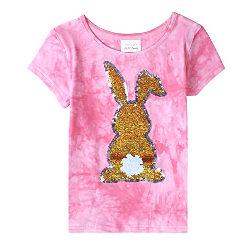 Image of Easter Shirts for Girls Kids Easter Gift Bunny Flip Sequin T-Shirt Clothing 3-12 Years