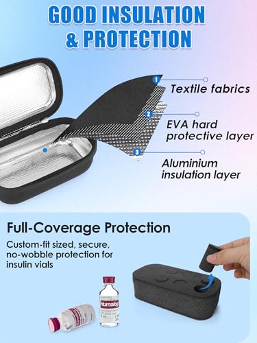 Image of YOUSHARES Insulin Fridge Holder Storage Case Organizer, peptide Vial Organizer Bag Fits Standard 10ml U-100 Vials, Built-in Aluminium Foil | Safe and Reliable Bottle Protector