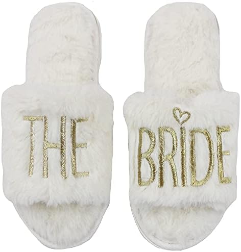 The Paisley Box Women's Bridal Party Slippers/ Bride Slippers, Bridesmaid Slippers, Maid of Honor Slippers, Matron of Honor Slippers, Wedding Party Slippers, Bridesmaid Proposal, Matron of Honor Proposal Gifts, I Do Crew Slippers, Bachelorette Party Favors (Bride/ size large, 9-10)