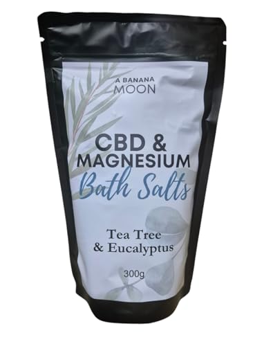 Image of Relaxing CBD Bath Salts, Handmade Soothing Aromatherapy Blend, Lavender & Patchouli, Tea Tree & Eucalyptus, Grapefruit & May Chang, Natural Pain Relief, Stress Reduction (300g, Tea Tree & Eucalyptus)
