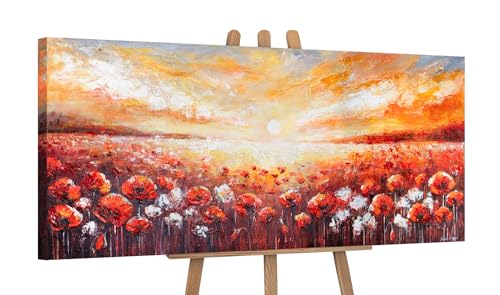 YS-Art Bella pittura acrilica colorata con fiori su tela colorata dipinta a mano murale soggiorno moderno decorazioni per la casa immagini vera arte 115x50 cm