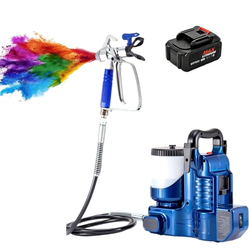 Sunseota 500-W-Akku-Airless-Farbspritzgerät – Handspritzpistole mit 21-V-Lithium-Akku, 1,2-l-Farbbehälter, 15 MPa max. Druck und 6 Geschwindigkeitsstufen für Heimwerkerprojekte 1battery