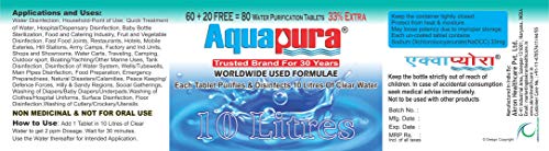 Image of Aquapura Water Purifier Tablets, 60 Tablets Pack, Each Tablet for 10 litres Water, 3 Years Shelf Life & Warranty - 60 Pcs