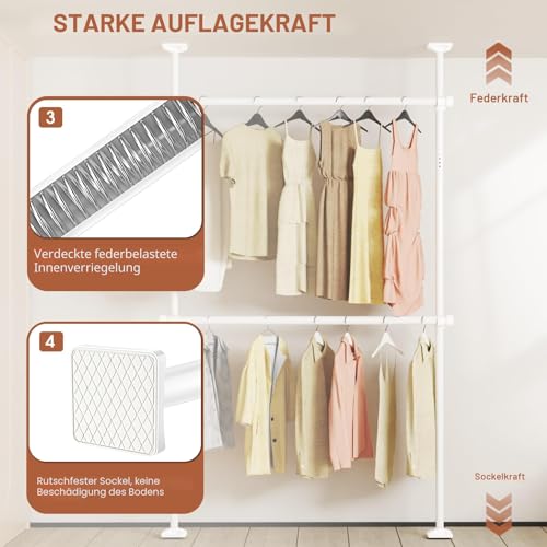 WELDUN Teleskop Kleiderstange Verstellbar Kleiderschrank Kleiderstange – Ansicht 3